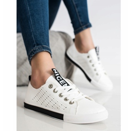Bella Paris Zapatillas Con Piel Ecológica blanco 3