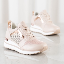 SHELOVET Zapatillas elegantes con purpurina rosa 1