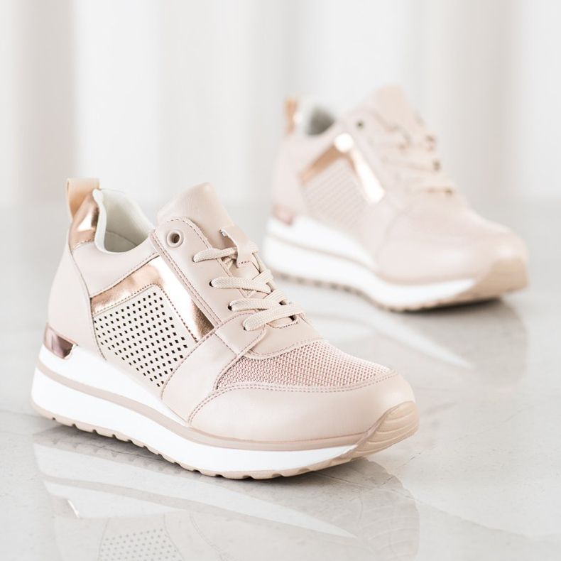 SHELOVET Zapatillas elegantes con purpurina rosa 1