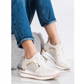 SHELOVET Zapatillas elegantes con purpurina beige 2