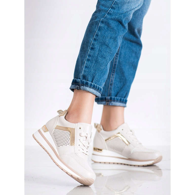 SHELOVET Zapatillas elegantes con purpurina beige 1