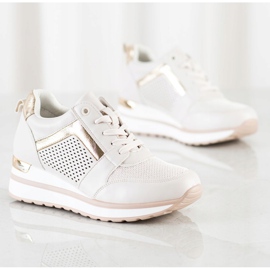 SHELOVET Zapatillas elegantes con purpurina beige 3