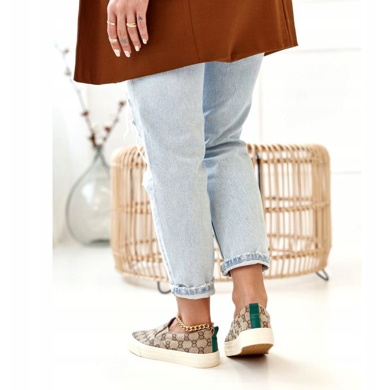 Zapatillas de deporte logged para mujer Slip-On Khaki Challenge beige marrón 2 Zapatillas de deporte logged para mujer Slip-On Khaki Challenge beige marrón 2