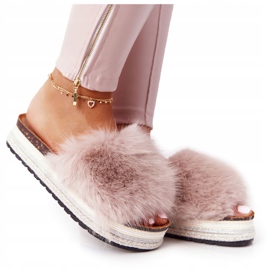 PS1 Pantuflas de plataforma Adventure beige con pelo 4