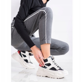 Seastar Botines deportivos de moda blanco negro rojo 3