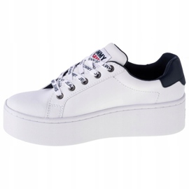 Zapatos de plataforma plana de cuero icónicos en EN0EN01113-YBR de Tommy Hilfiger blanco azul marino 1