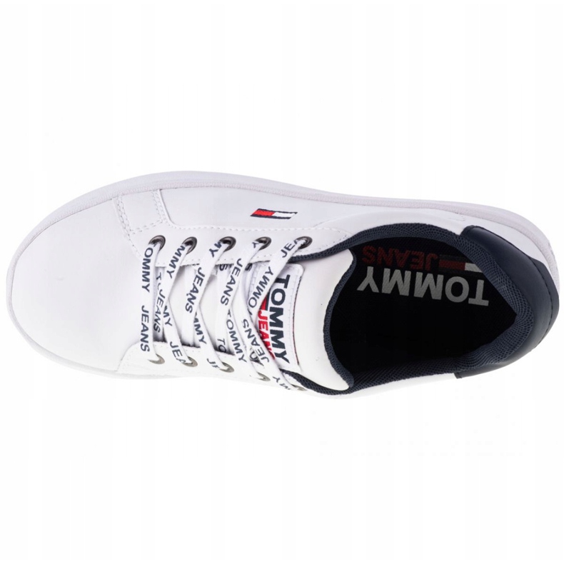 Zapatos de plataforma plana de cuero icónicos en EN0EN01113-YBR de Tommy Hilfiger blanco azul marino 2