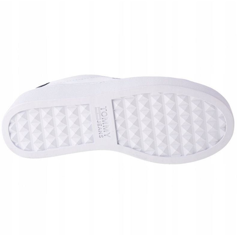 Zapatos de plataforma plana de cuero icónicos en EN0EN01113-YBR de Tommy Hilfiger blanco azul marino 3