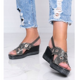 Sandalias de cuña gris metalizado Mon 1