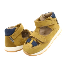 Sandalias de cuero para niños para velcro mazurek 1187 C. jółty amarillo 2