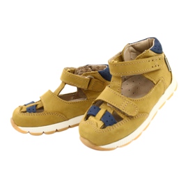 Sandalias de cuero para niños para velcro mazurek 1187 C. jółty amarillo 1
