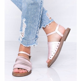 Sandalias de sol marrón brillante rosa 1