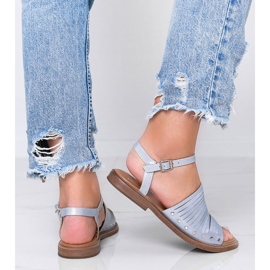 Sandalias marrón sol brillante azul rosado 2