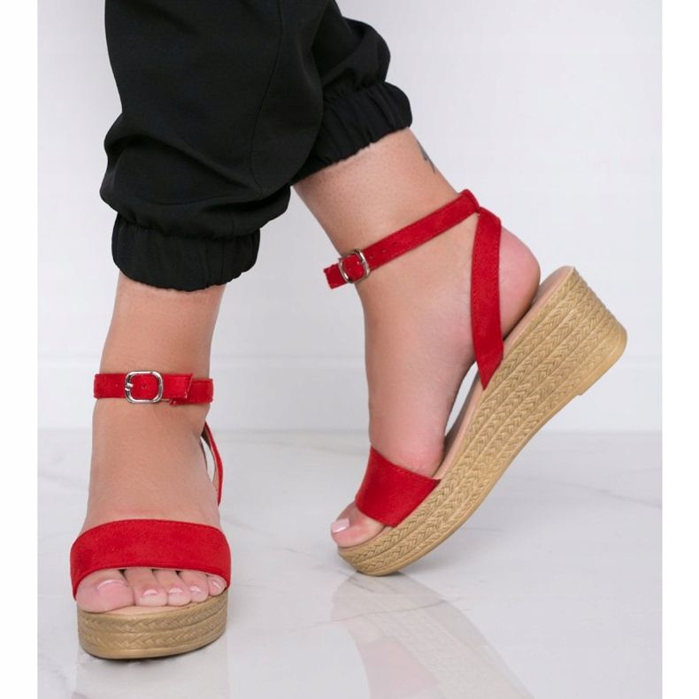 Sandalias de cuña rojas Seaky negro 1