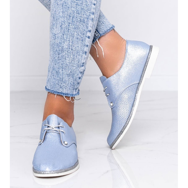 Zapatos Grand Street calados brillantes azules 1