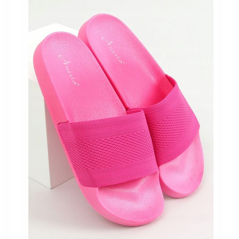 Pantuflas punto fucsia MU-5 Fucsia rosado 1 Pantuflas punto fucsia MU-5 Fucsia rosado 1