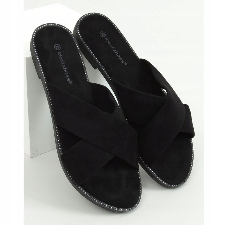 Black Pantuflas cruzadas de mujer 5143 Black negro 1