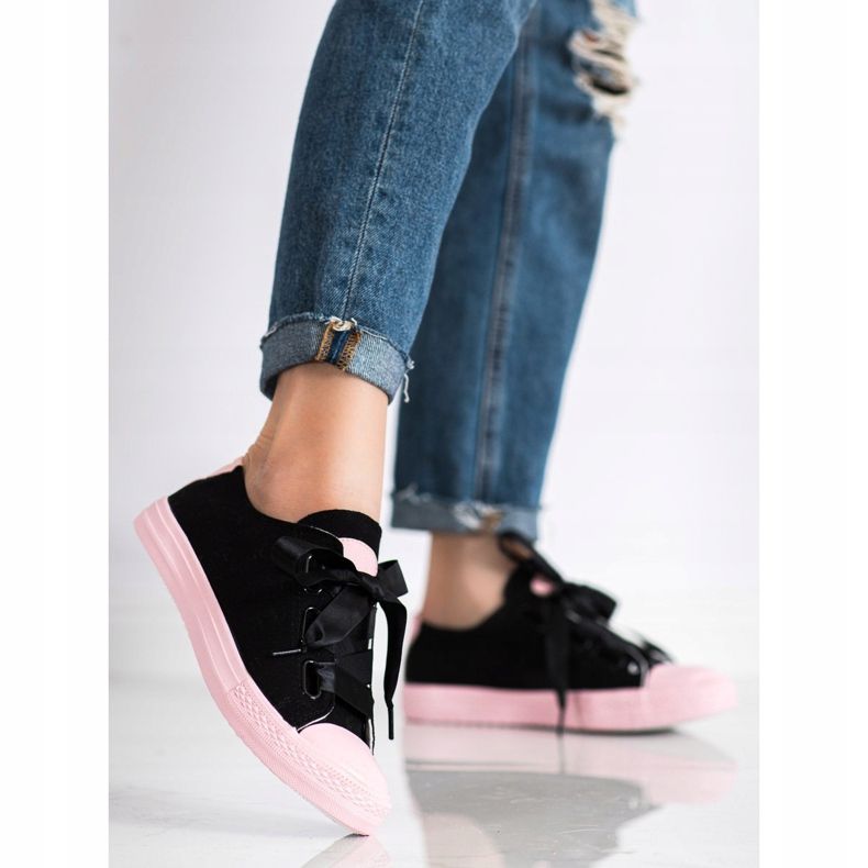 SHELOVET Zapatillas de deporte atadas con estilo negro 1