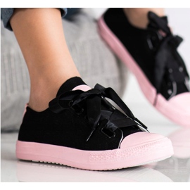 SHELOVET Zapatillas de deporte atadas con estilo negro 3