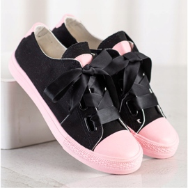 SHELOVET Zapatillas de deporte atadas con estilo negro 2