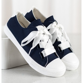 SHELOVET Zapatillas de deporte atadas con estilo azul marino 1