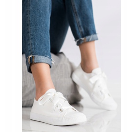 SHELOVET Zapatillas de deporte atadas con estilo blanco 3