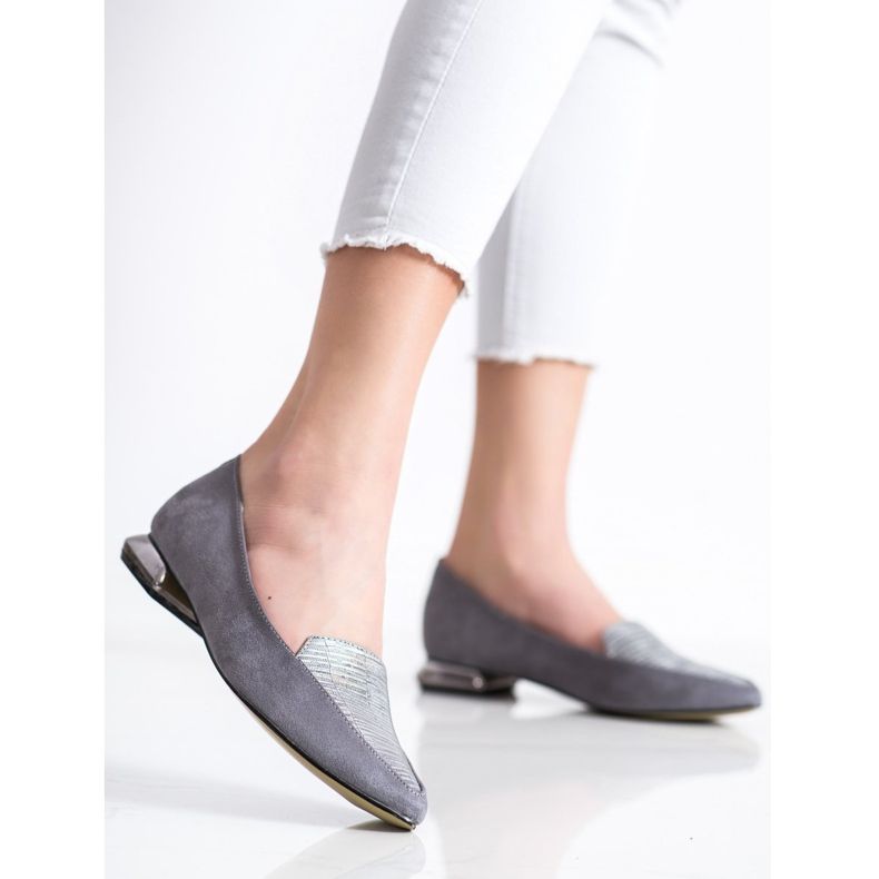 Goodin Bombas de moda en Spitz plata gris 1