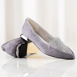Goodin Bombas de moda en Spitz plata gris 2