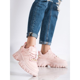 SHELOVET Zapatillas rosas con perlas rosado 1