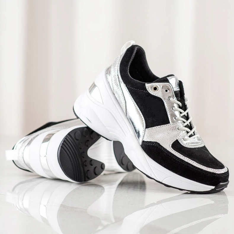 Filippo Zapatillas de cuero con cuña negro 1