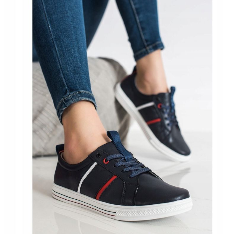 Filippo Zapatos deportivos clásicos de cuero azul marino 2