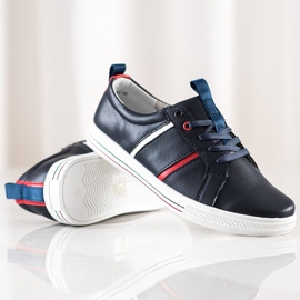 Filippo Zapatos deportivos clásicos de cuero azul marino 1