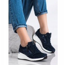 Filippo Zapatillas de cuero azul marino 1