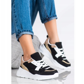 SHELOVET Zapatillas con estilo con malla negro 2