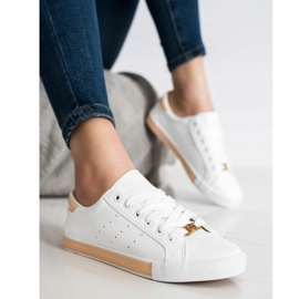 SHELOVET Zapatillas bajas con cuero ecológico blanco 1