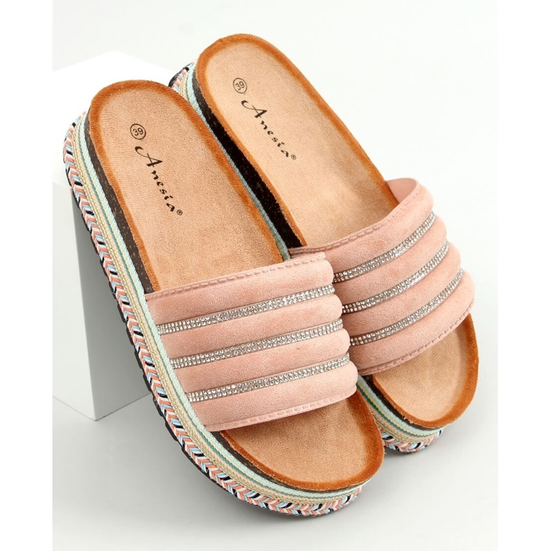 Pink N-96 Pantuflas rosas en la suela decorada rosado 1 Pink N-96 Pantuflas rosas en la suela decorada rosado 1