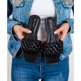 Goodin Pantuflas de Eco Piel Trenzada negro 2