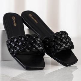 Goodin Pantuflas de Eco Piel Trenzada negro 1 Goodin Pantuflas de Eco Piel Trenzada negro 1