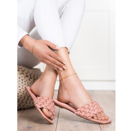 Goodin Pantuflas de Eco Piel Trenzada rosa 2