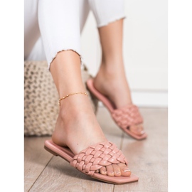 Goodin Pantuflas de Eco Piel Trenzada rosa 1