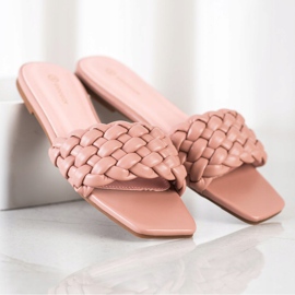 Goodin Pantuflas de Eco Piel Trenzada rosado 3