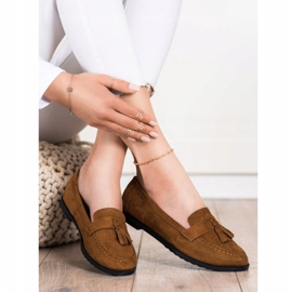 SHELOVET Mocasines casuales con flecos marrón 2