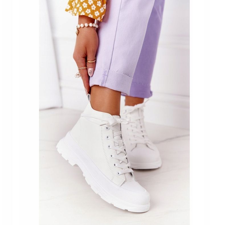 Zapatillas de mujer de piel Trissy blanca con suela grande blanco 2