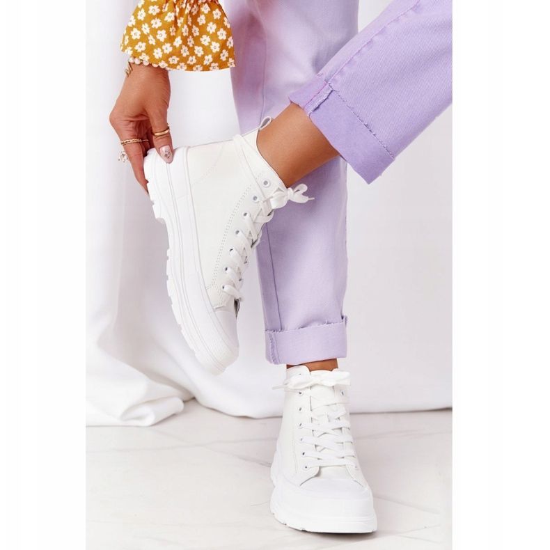 Zapatillas de mujer de piel Trissy blanca con suela grande blanco 1