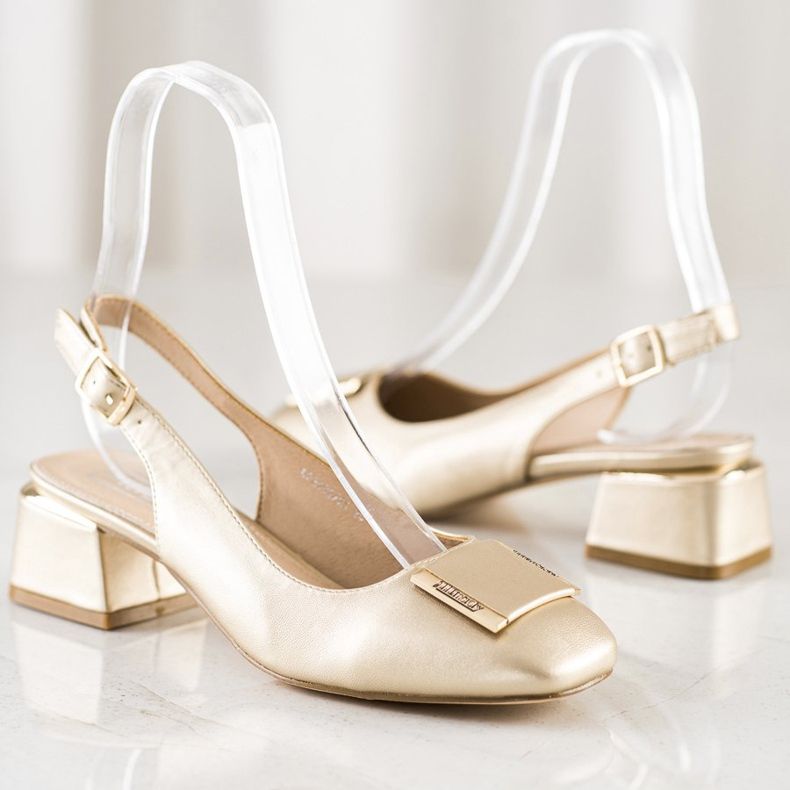 Filippo Zapatos de salón dorados con cuero ecológico 1