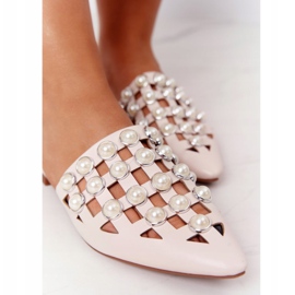 PS1 Pantuflas beige onduladas con empeine y perlas 1
