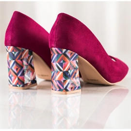 Sabatina Zapatos de salón con punta abierta y tacón decorativo rosado 1