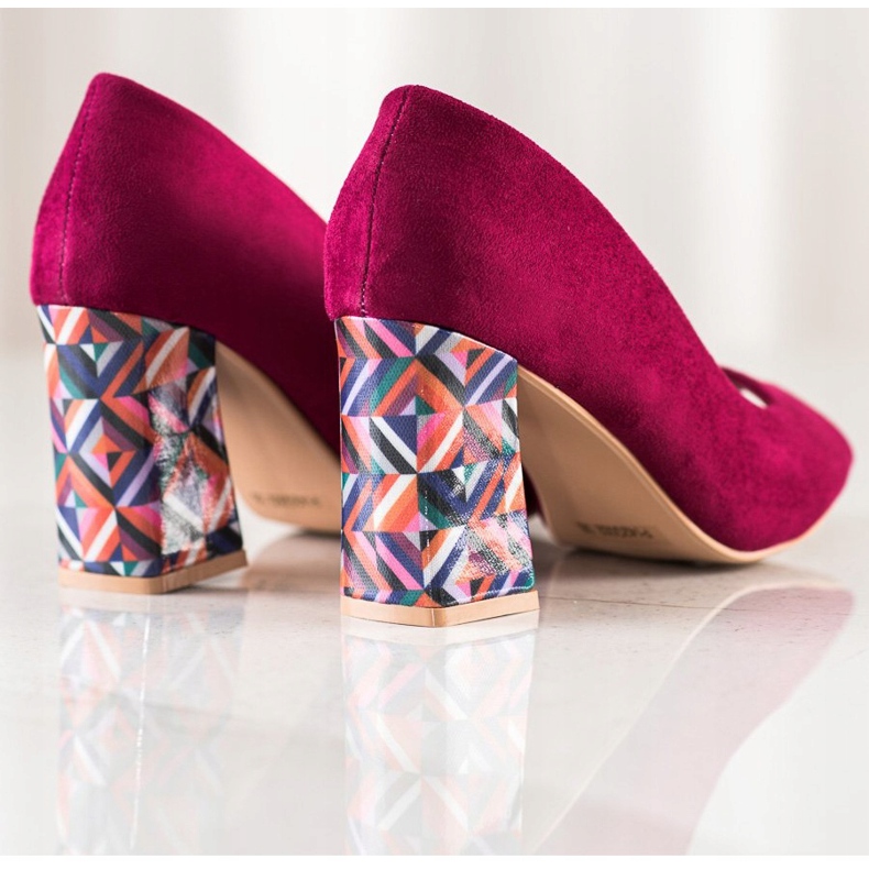 Sabatina Zapatos de salón con punta abierta y tacón decorativo rosa 1