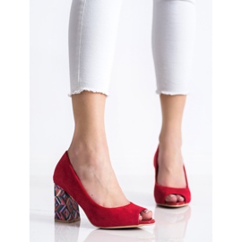 Sabatina Zapatos de salón con punta abierta y tacón decorativo rojo 4