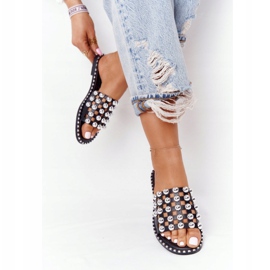 PS1 Zapatillas Piel Calada Con Diamantes De Imitación Negro Alana 4